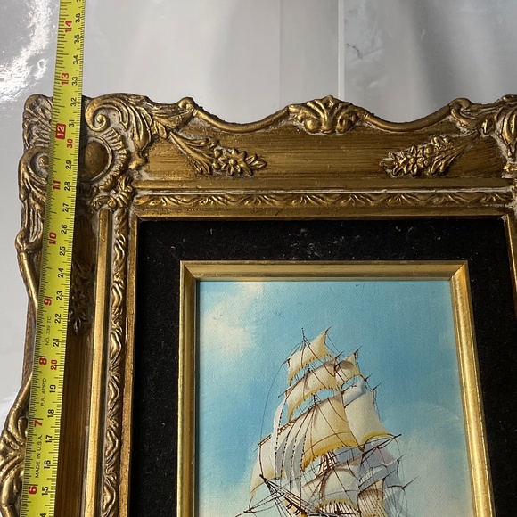 SIGNED J JAMES CLIPPER SHIP OIL ON CANVAS FRAMED - Picture 8 of 8